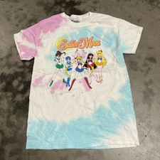 Sailor Moon Graphic Tie Dye Men Short Sleeve T-Shirt Size XS