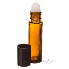 Essential Oil Glass Roll on Amber Bottles 10 ml - 1/3 oz Wholesale Lip Roller
