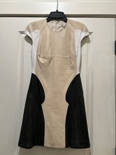 Ohne Titel Leather Colorblock Cream Black Whie Dress Size 38 U.S. 8