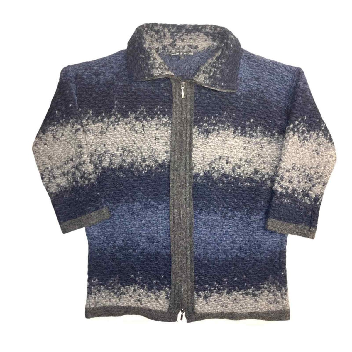 Le Phare de la Baleine Small Wool Blend High Neck Zip Sweater Coat Made in Italy View 2