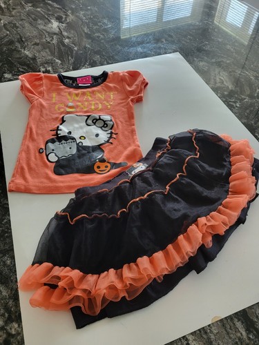🎃 Traje de Halloween de Hello Kitty - Top y Falda 🎃 Juvenil Talla 5 - Imagen 2 de 8