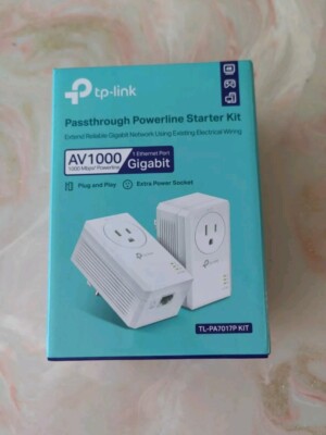 2x TP-Link AV1000 Powerline Ethernet Adapter (TL-PA7017P KIT) Gigabit Port 