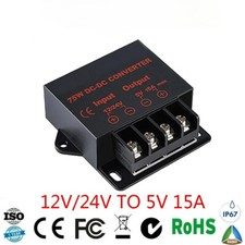 12V/24V to 5V 5A 10A 15A DC Converter Regulator Car Step Down Reducer Step down