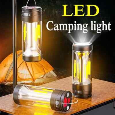 USB Rechargeable LED Camping Lantern Hanging Lights Tent Waterproof Flashlight