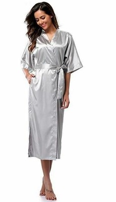 Women Silk Satin Long Wedding Bride Bridesmaid Robe Kimono Robe Bath Robe  Bathro | eBay