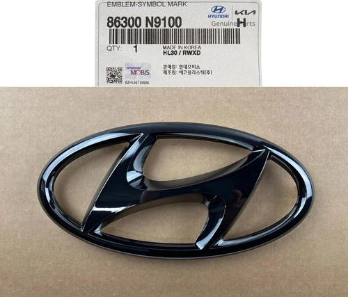 Front Grille Emblem Tucson 2022-2023-2024 Genuine Hyundai H Mark Nameplate BLACK