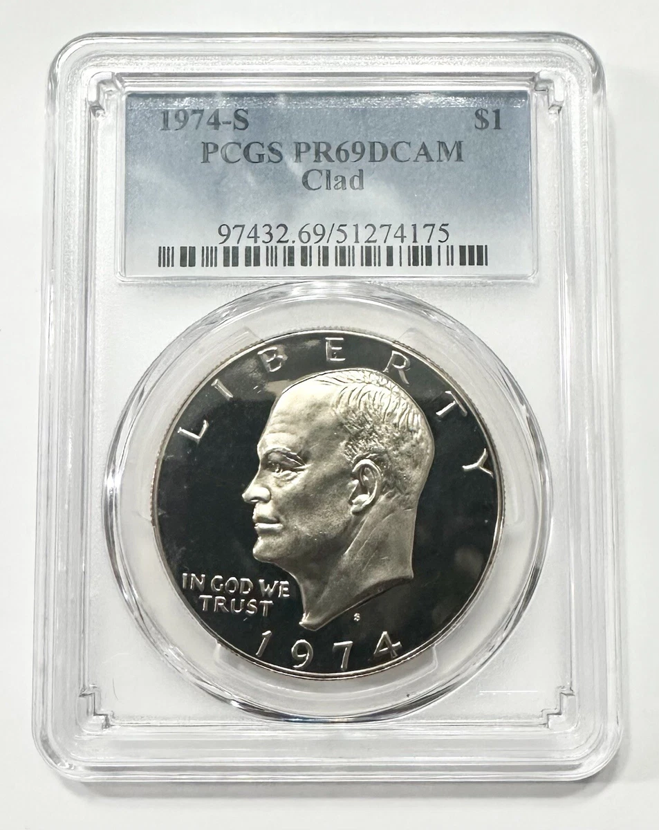 PCGS Certified PR 69 Graded 1974 Eisenhower Dollars (1971-1978