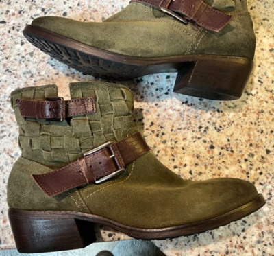 ADAM TUCKER ME TOO SUGAR SIZE 8 GREEN SUEDE LEATHER ANKLE BOOTS BOOTIES
