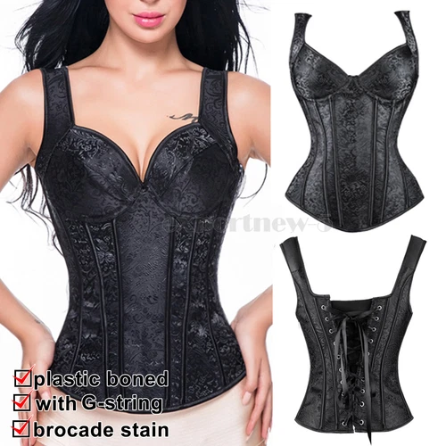 Bustier Corsé Top Mujeres Sobre Busto Con Cordones Cintura Deshuesada Entrenador Lencería Burlesca - Imagen 29 de 32
