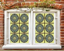 3D Blue Circle O416 Window Film Print Sticker Cling Stained Glass UV Block Am