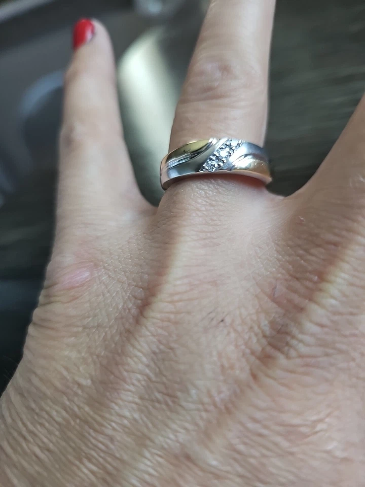 mens two toned diamond wedding band ring gold - Image 4 of 4