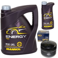 MotoröL Set Mannol Energy 5W-30 API 6 Liter + ÖLfilter FüR Opel Omega A Senator