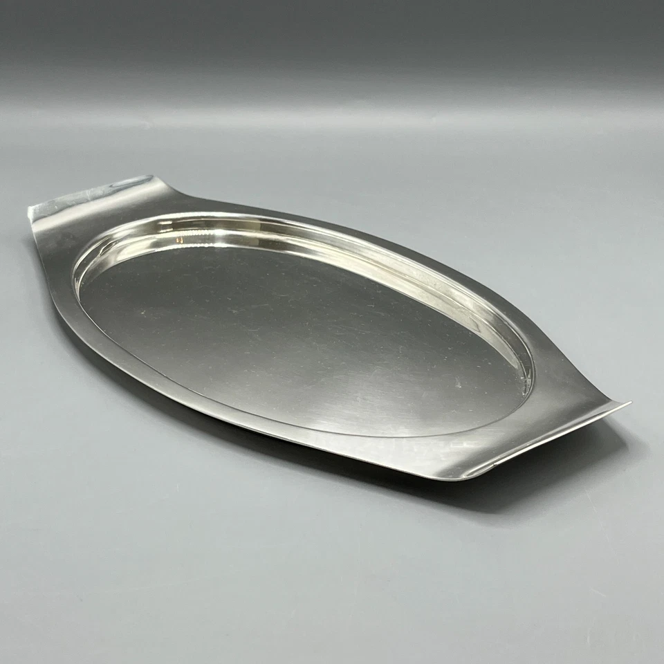 Bandeja de plata pequeña antigua de 1920 con soporte para vela ovalada Art Deco Finnigans Foto 2 de 4