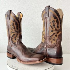 Rod Patrick Mens Cowboy Boots Cognac Leather Square Toe Tall 15.5AAA
