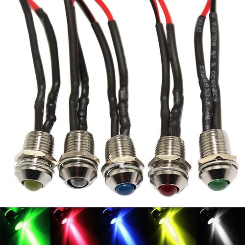 Car Boat 12V 8mm LED Indicator Light Pilot Dash Dashboard Panel Warning Lamp A