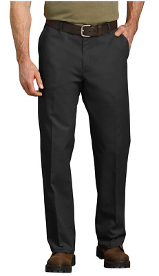 42x30 Genuine Dickies Work Pants Relaxed Flex Fit Straight Leg Flat Front Black