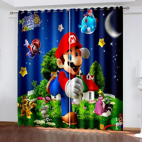 Kinder 3D Super Mario Blickdicht Vorhänge mit Ösen Junge Mädchen Vorhang Gardine - Bild 16 von 19