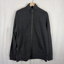 Izod Sweater Mens Medium Dark Gray Heather Full Zip Mock Neck NWOT