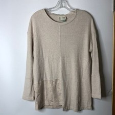 Anthropologie Saturday Sunday Cream Patchwork Asymmetric Tunic Sweater Size XS