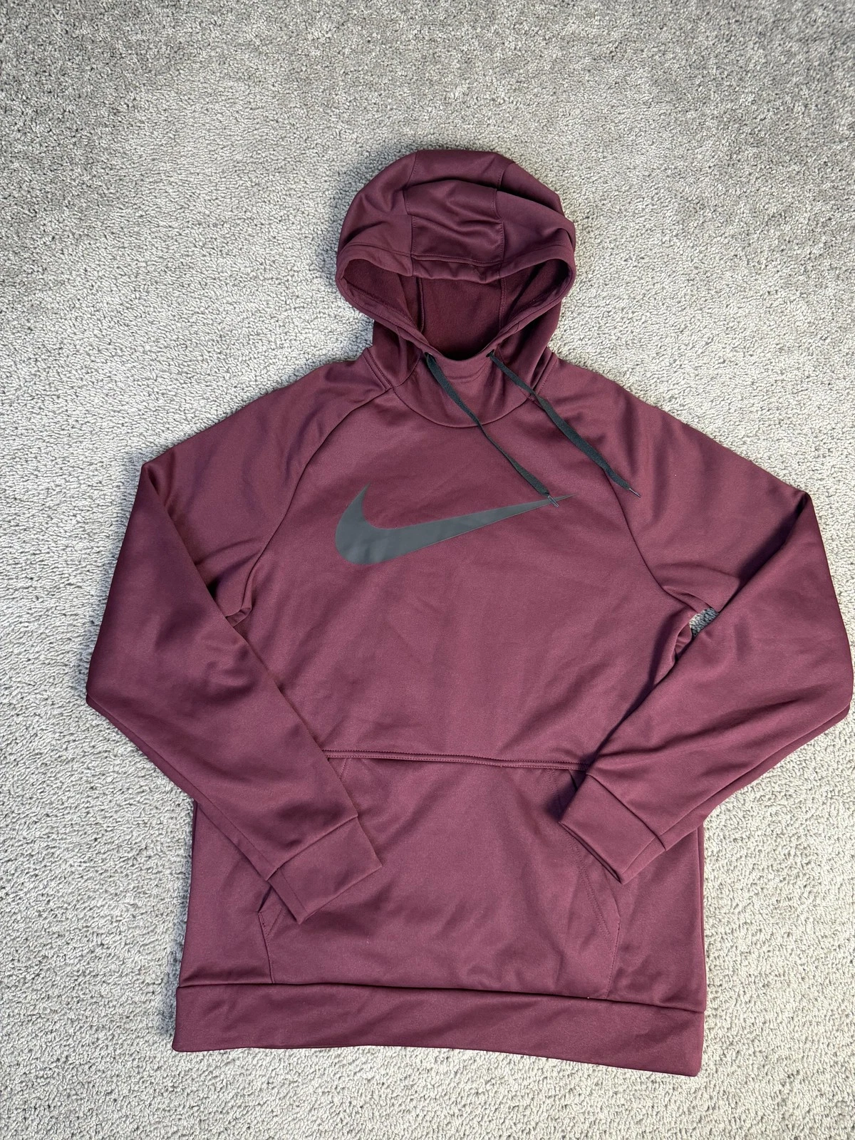 Nike Hoodie Mens M Purple Pullover Hooded Pockets Therma-FIT Fleece Logo