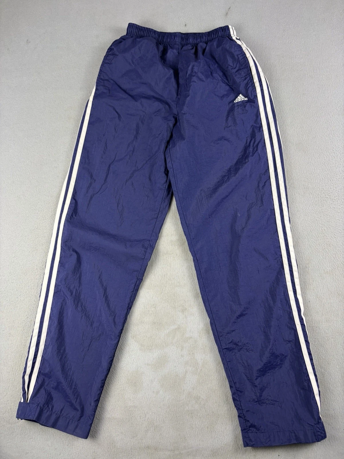 Vintage Adidas Windbreaker Pants Mens Size Medium Blue Stripes Nylon Logo 90s