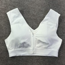 Tommie Copper Sports Bra Womens Large White Zip Front Copper Znergy Support