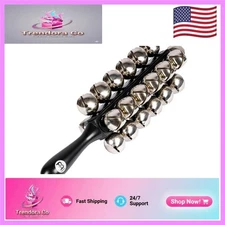 Authentic Hand Sleigh Bells Set - 25 Steel Bells with Ergonomic Wood Handle