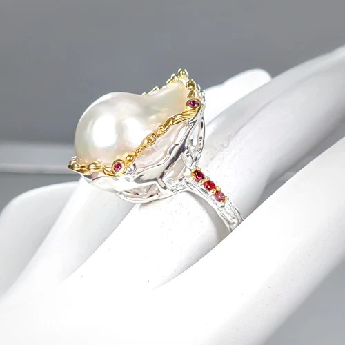 Christmas gift Natural Baroque Pearl Ring 925 Sterling Silver Size 7 /R432243 - Image 2 of 4
