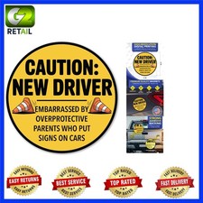 Caution New Driver Funny Car Magnet - Durable 5 Inch Vinyl Decal, Yellow