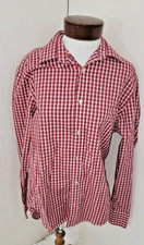 Banana Republic Mens Medium 15-15 1/2 Slim Fit No Iron Red White Plaid Button Up
