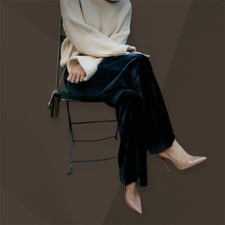 Vintage Black Velvet Pants XL 14 New Office Work Winter Fall Party