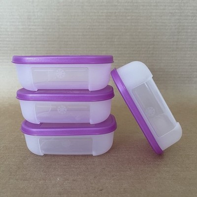 Tupperware Freezer Mates Sheer Mini 4 oz Container (Set of 4) #4160, Purple Seal