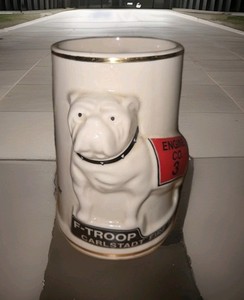 Vintage US Carlstadt N.J. F. D.  3D English Bulldog Figural Beer Mug Stein 1984
