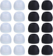20 Pcs Medium Silicone Earbud Cap Tip Cover Replacement - 10 Black, 10 Clear Tit