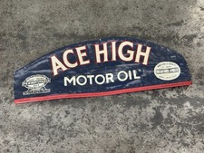 Ace High Motor Oil Service Gas Station Attendants Hat Cap Vintage Original Sign