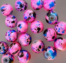 Vibrant Czech Glass Metallic Graffiti Beads 8mm Qty:18