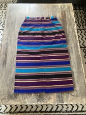 Vintage Western Skirt Med Long Blanket Stripes 100 Cotton Rodeo Colorful