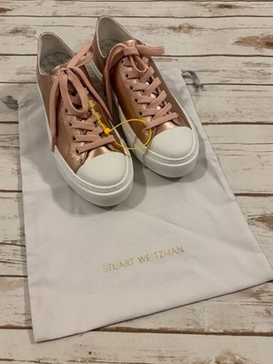 Stuart Weitzman Rose Gold Metallic Ollie Platform Sneakers Size 7.5