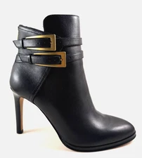Vince Camuto Sahra Black Leather High Heel Stiletto Ankle Bootie