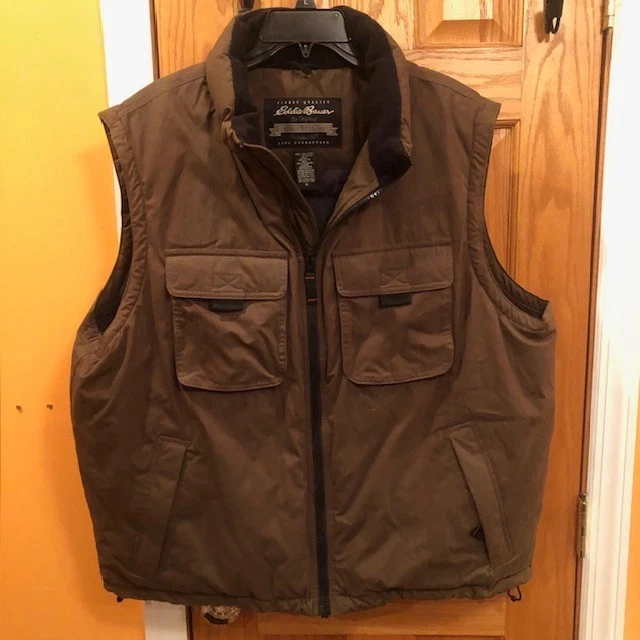 Eddie Bauer Goose Down Vest Men's Large Full Zip Outdoor Hunting Lined Puffer