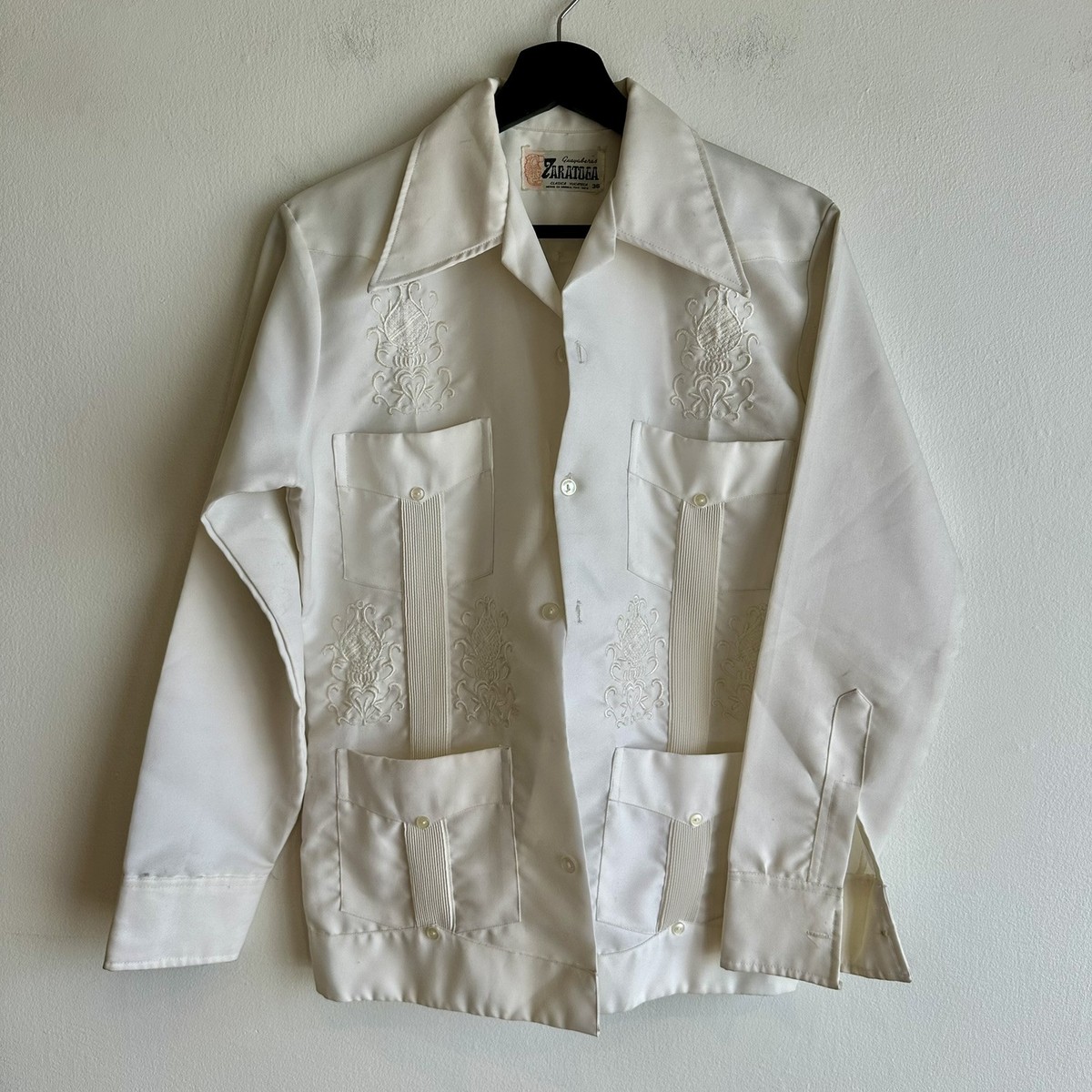 Vintage 1960s Mexican Tailored Shirt Guayaberas Zaratoga Mint