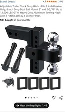 Adjustable Trailer Hitch Fits 2-inch Receiver 8-inch Drop 2 2-516 Inch Ball