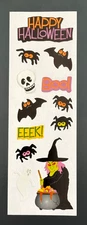Rare Mrs. Grossman HALLOWEEN sticker strip ~ WITCH~Spiders~BATS~Ghosts~BOO!