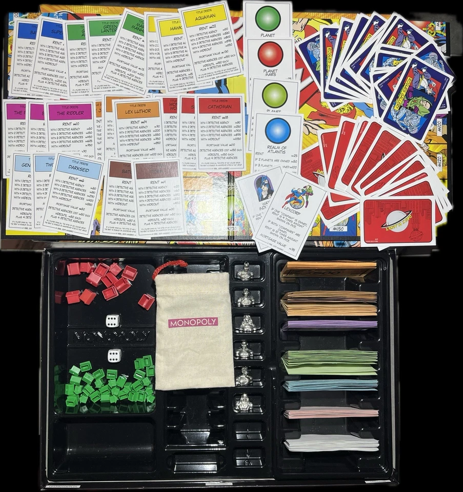 Monopoly DC Comics Retro Special Edition Board Game - Complete Includes Card Bag - Image 3 of 4
