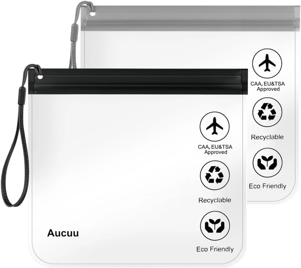 Organisateur de Voyage Étanche pour Maquillage - Sac Transparent Gris et Noir - Photo 3/4