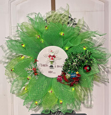 Grinch Merry Grinchmas Wreath with Lights, Grinch door decor, You're A Mean One