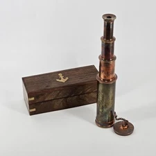 W. Ottway & Co. Ltd Ealing London 1915 Brass Maritime Telescope w/ Wood Box