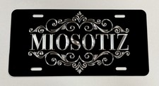 Engraved Custom Personalized Name Car Tag Diamond Etched Metal License Plate
