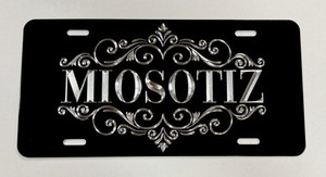 US Navy USN Veteran Car Tag Diamond Etched Engraved Black