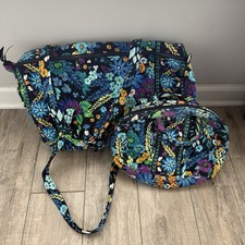 Vera Bradley Midnight Blues Duffle  Cosmetic Bag Set Floral Retired READ